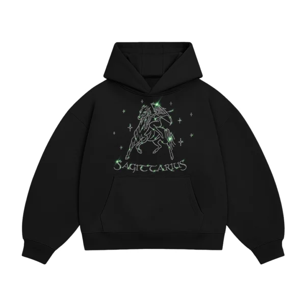 Bluza oversize z Twoim zodiakiem kryształki, Zodiacan, streetwear z motywem zodiaku