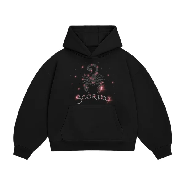 Bluza oversize z Twoim zodiakiem kryształki, Zodiacan, streetwear z motywem zodiaku