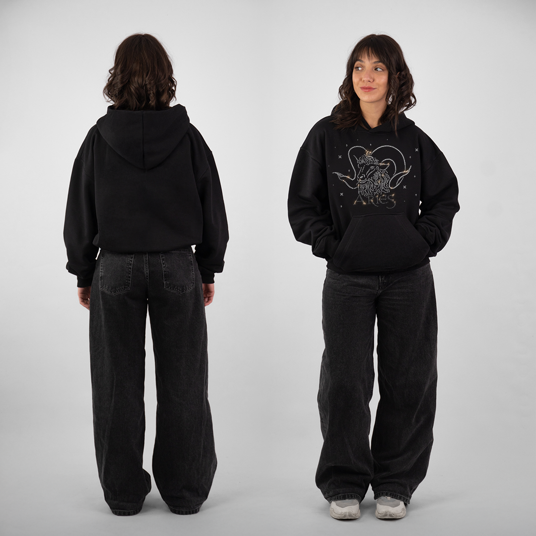 Bluza oversize z Twoim zodiakiem kryształki, Zodiacan, streetwear z motywem zodiaku
