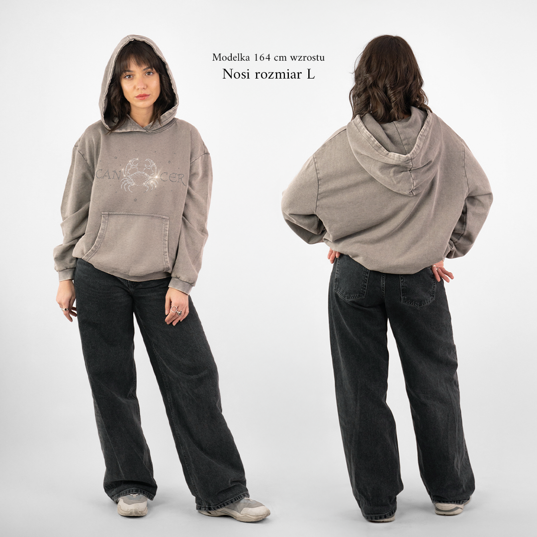 Bluza oversize z Twoim zodiakiem kryształki Zodiacan streetwear z motywem zodiaku