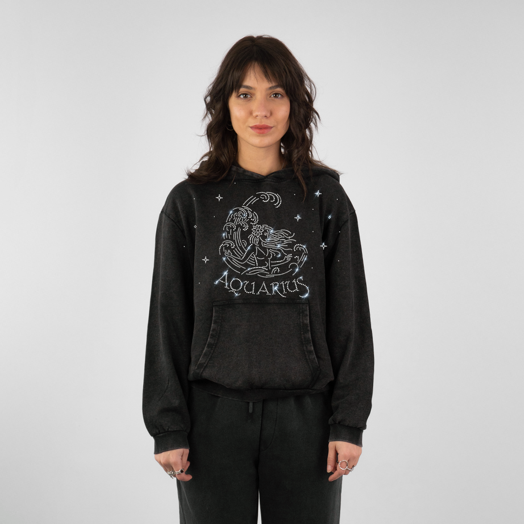 Bluza Vintage AQUARIUS Wodnik (Czarna)