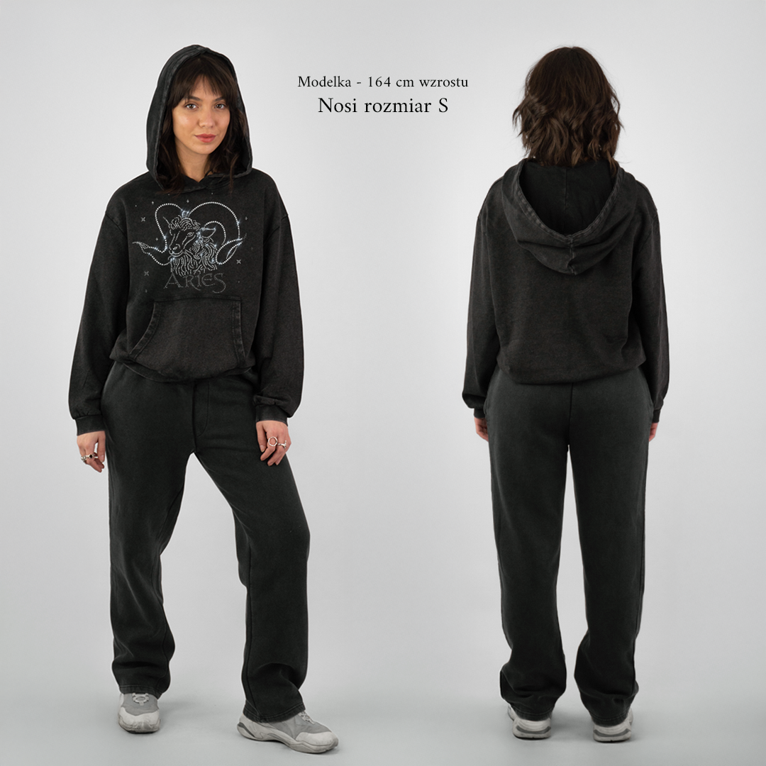 Bluza oversize z Twoim zodiakiem kryształki Zodiacan streetwear z motywem zodiaku