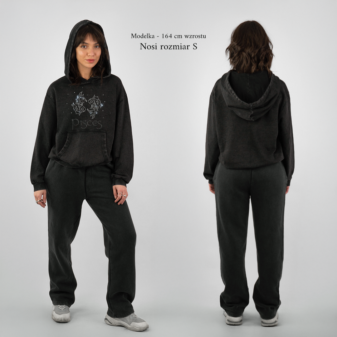 Bluza oversize z Twoim zodiakiem kryształki Zodiacan streetwear z motywem zodiaku