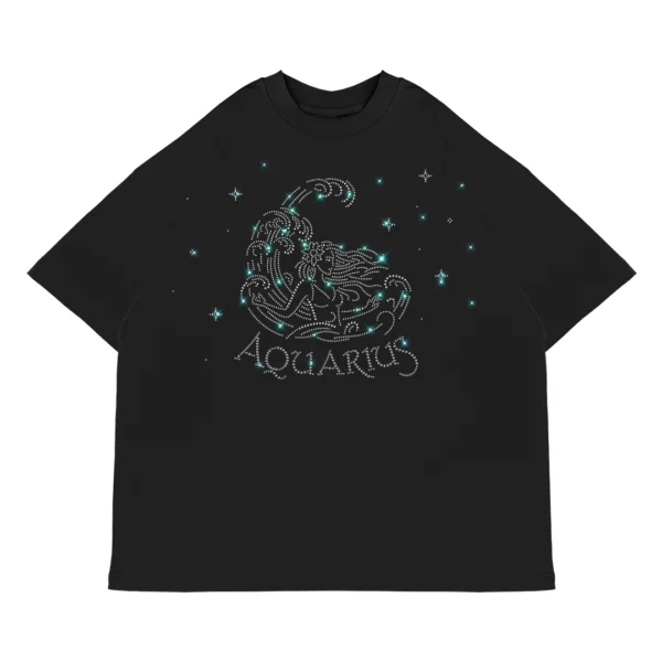 Koszulka oversize Aquarius Wodnik od Zodiacan, streetwear z motywem zodiaku