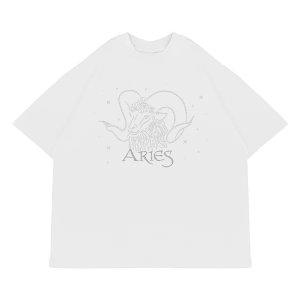 Koszulka oversize ARIES Baran od Zodiacan, streetwear z motywem zodiaku