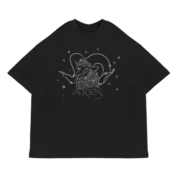 Koszulka oversize ARIES Baran od Zodiacan, streetwear z motywem zodiaku