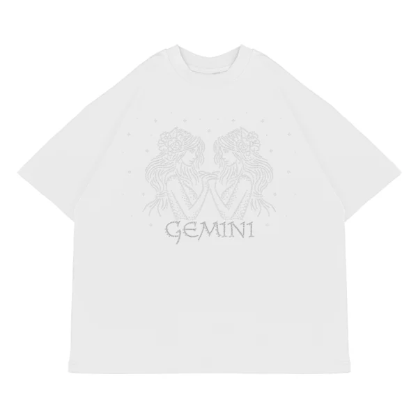 Koszulka oversize GEMINI Bliźnięta od Zodiacan, streetwear z motywem zodiaku