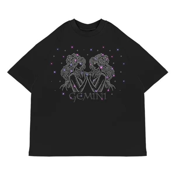 Koszulka oversize GEMINI Bliźnięta od Zodiacan, streetwear z motywem zodiaku