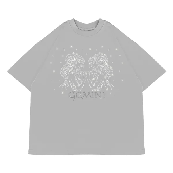 Koszulka oversize GEMINI Bliźnięta od Zodiacan, streetwear z motywem zodiaku