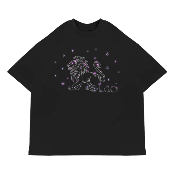 Koszulka oversize LEO Lew od Zodiacan, streetwear z motywem zodiaku