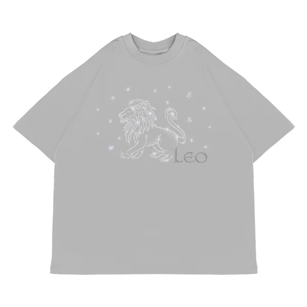 Koszulka oversize LEO Lew od Zodiacan, streetwear z motywem zodiaku