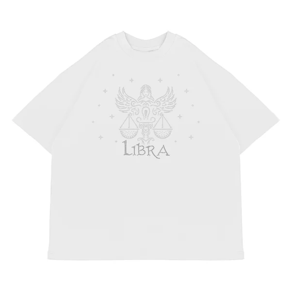 Koszulka oversize LIBRA Waga od Zodiacan, streetwear z motywem zodiaku