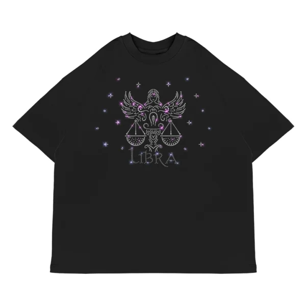 Koszulka oversize LIBRA Waga od Zodiacan, streetwear z motywem zodiaku