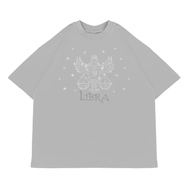 Koszulka oversize LIBRA Waga od Zodiacan, streetwear z motywem zodiaku