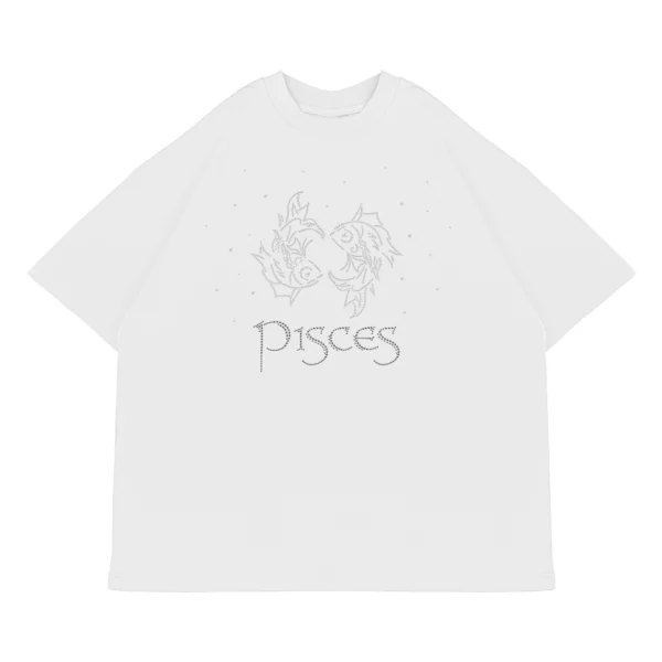 Koszulka oversize PISCES Ryby od Zodiacan, streetwear z motywem zodiaku