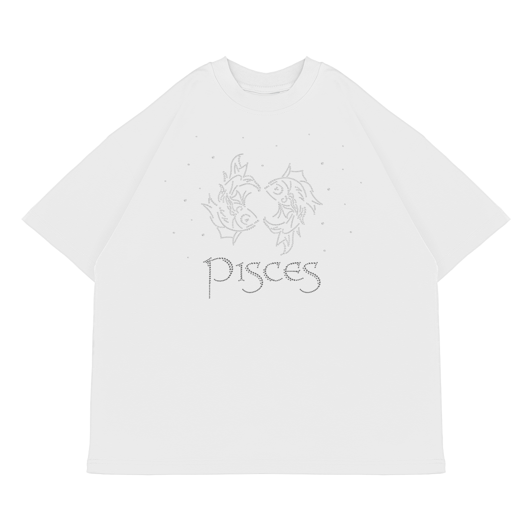 Koszulka Oversize PISCES Ryby [Biała]