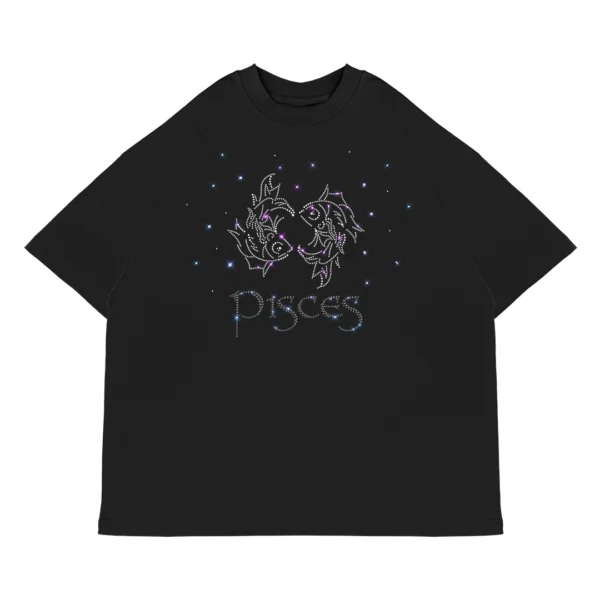 Koszulka oversize PISCES Ryby od Zodiacan, streetwear z motywem zodiaku