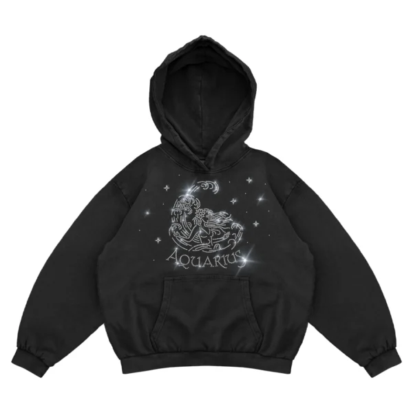 Bluza oversize z Twoim zodiakiem kryształki Zodiacan streetwear z motywem zodiaku