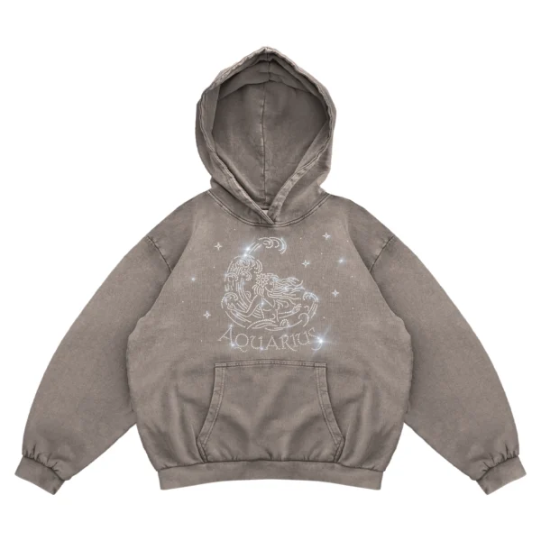 Bluza oversize z Twoim zodiakiem kryształki Zodiacan streetwear z motywem zodiaku