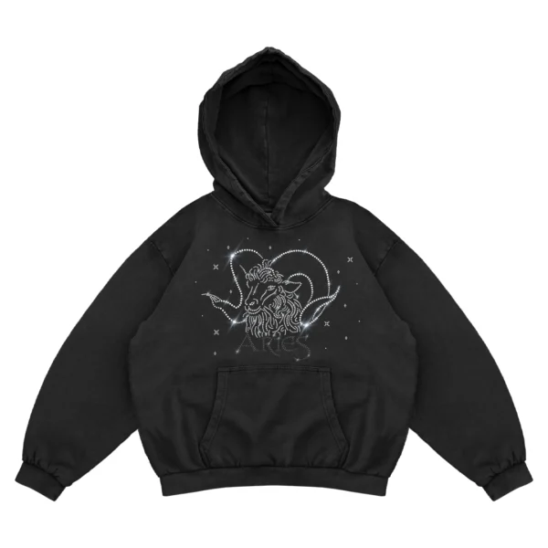 Bluza oversize z Twoim zodiakiem kryształki Zodiacan streetwear z motywem zodiaku