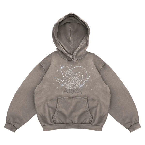 Bluza oversize z Twoim zodiakiem kryształki Zodiacan streetwear z motywem zodiaku