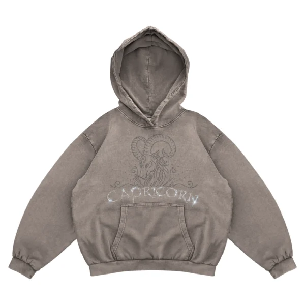 Bluza oversize z Twoim zodiakiem kryształki Zodiacan streetwear z motywem zodiaku