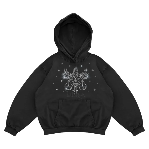 Bluza oversize z Twoim zodiakiem kryształki Zodiacan streetwear z motywem zodiaku