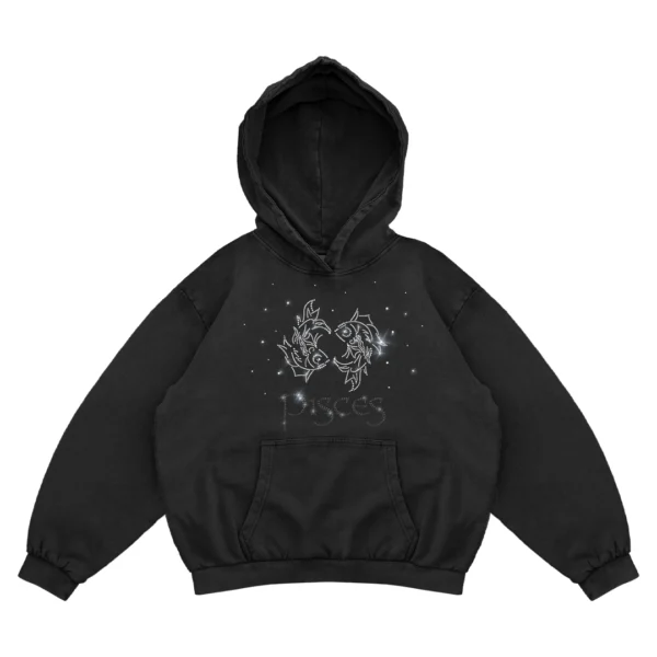 Bluza oversize z Twoim zodiakiem kryształki Zodiacan streetwear z motywem zodiaku
