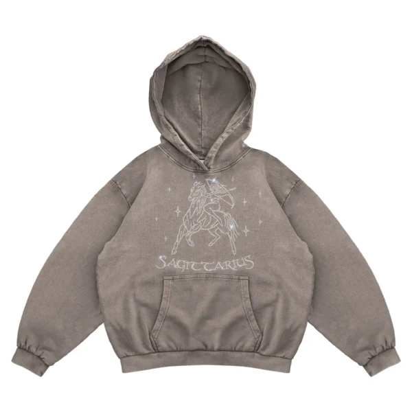 Bluza oversize z Twoim zodiakiem kryształki Zodiacan streetwear z motywem zodiaku