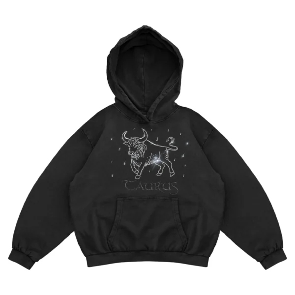 Bluza oversize z Twoim zodiakiem kryształki Zodiacan streetwear z motywem zodiaku