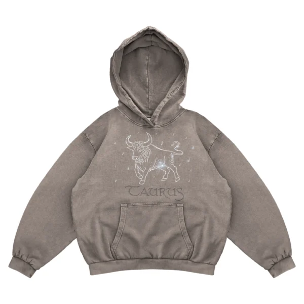 Bluza oversize z Twoim zodiakiem kryształki Zodiacan streetwear z motywem zodiaku