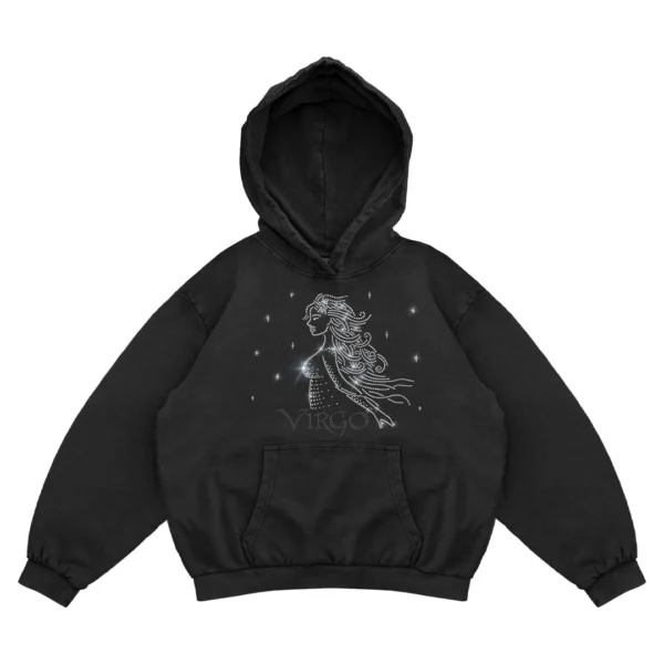 Bluza oversize z Twoim zodiakiem kryształki Zodiacan streetwear z motywem zodiaku